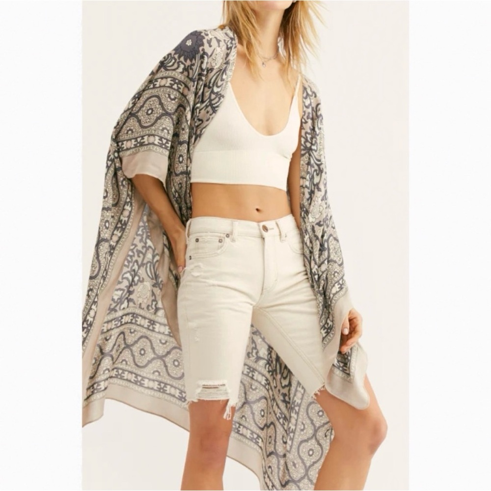Free people Magic Dance Border Print Duster Kimono mushroom combo one size - Picture 3 of 6
